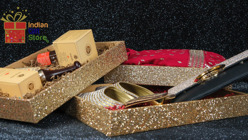 Pack of 3 rectangular gold storage boxes