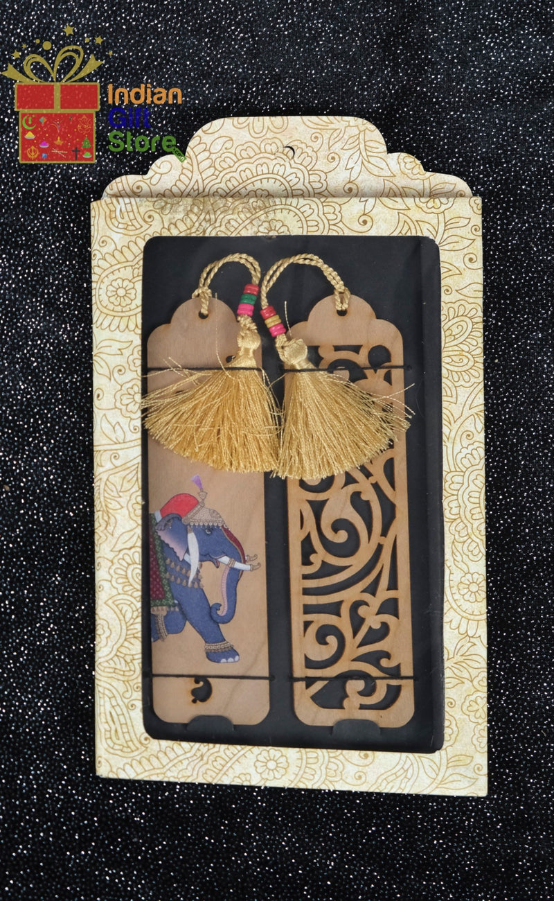 Indian folk art bookmark with elephant design (set of 2)