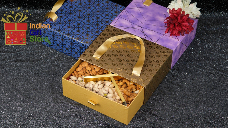 Curated gift box sets with gourmet dry fruits or elegant storage