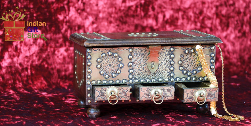 Deluxe trinket box with artisanal Indian sweets and gifts