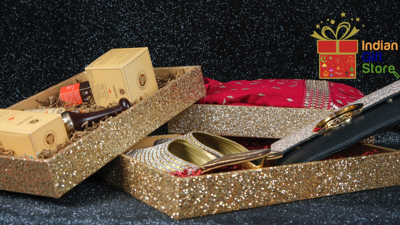 Pack of 3 rectangular gold storage boxes