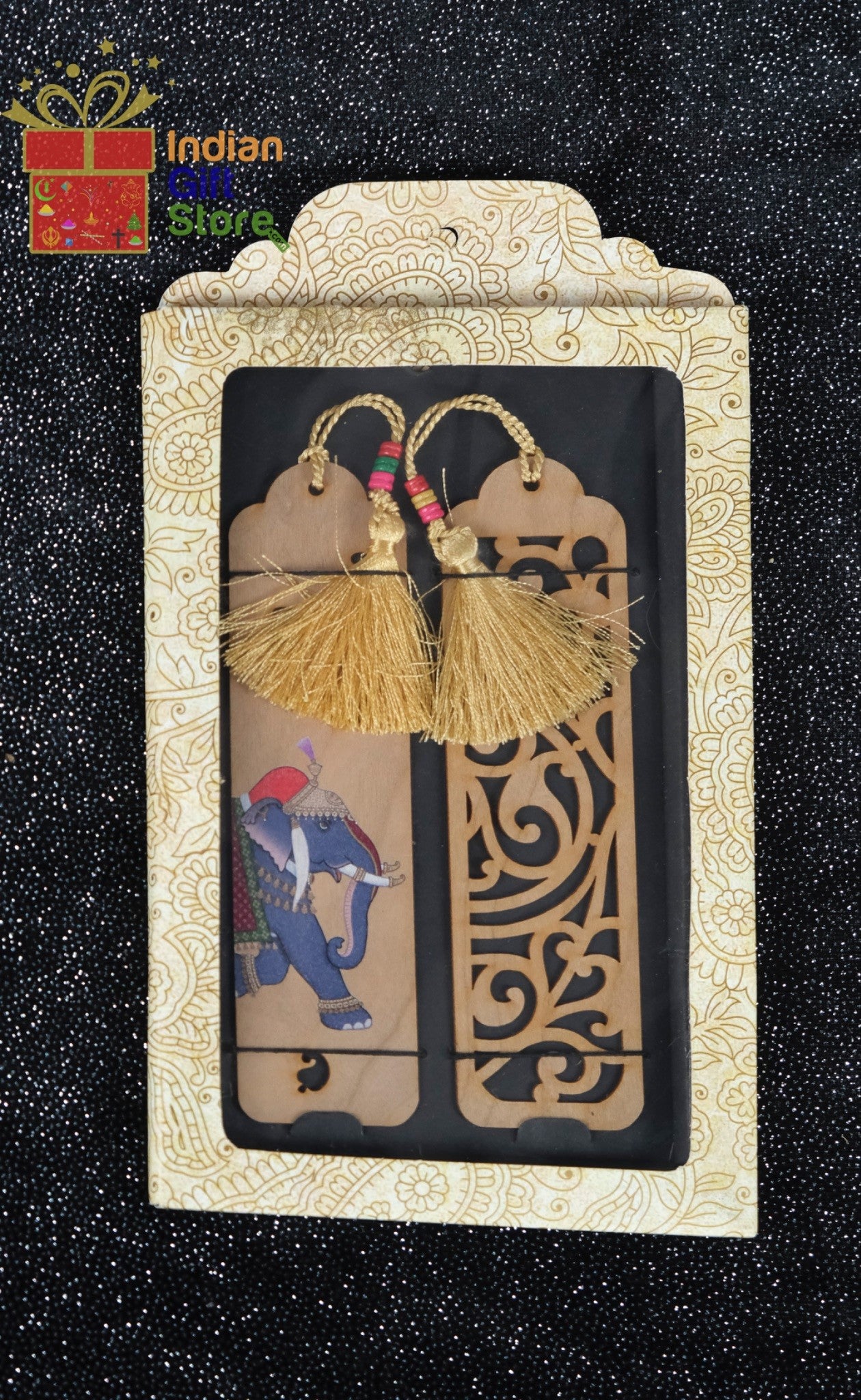 Indian folk art bookmark with elephant design (set of 2)