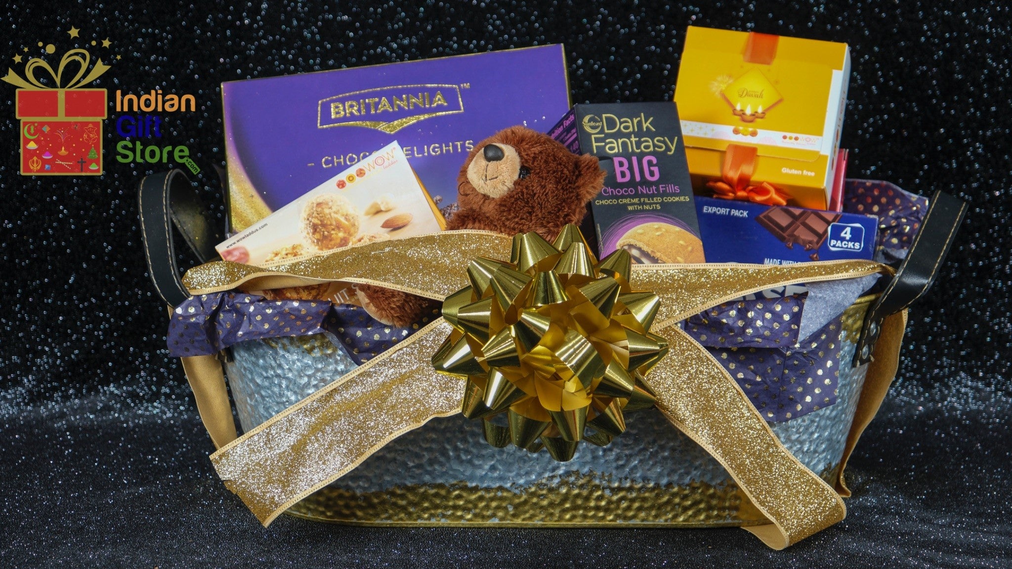 Assorted premium gift box featuring Indian delicacies