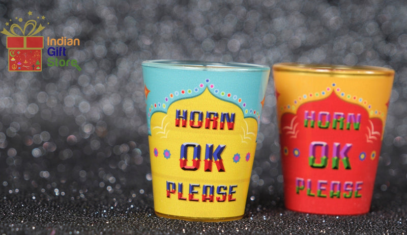 “Horn OK Please” decorative shot glasses (set of 2)
