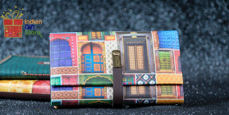 Faux leather rectangular sling wallet